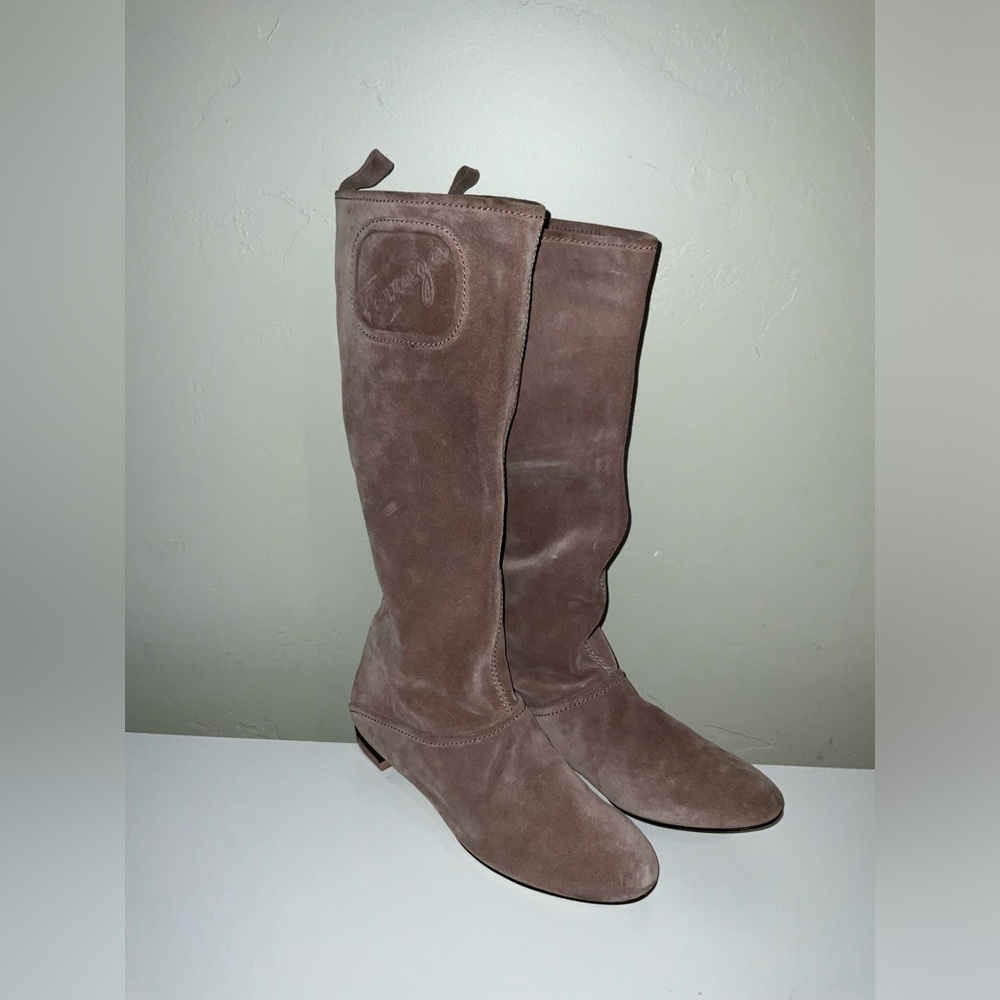 Salvatore Ferragamo Tan Suede Slouch Boots